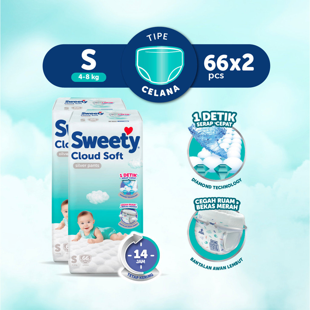 Sweety Silver Max Protect S 66s x 2 Popok Celana Baby Diapers - Gambar 3