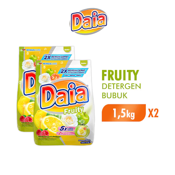 Daia Detergen Bubuk Fruity 1,5 kg x2