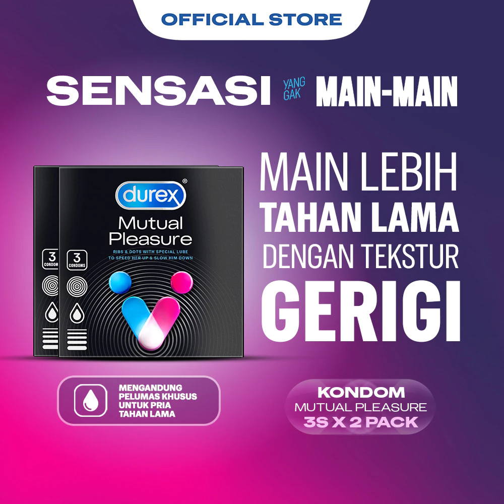 (MUST TRY) Durex Mutual Pleasure Ribs & Dots - 3s (2 pcs) (Kondom Pria Dengan Texture Gerigi & Garis Yang Menstimulasi Orgasme Wanita. Untuk Hasil Tahan Lama. Alat Kontrasepsi)