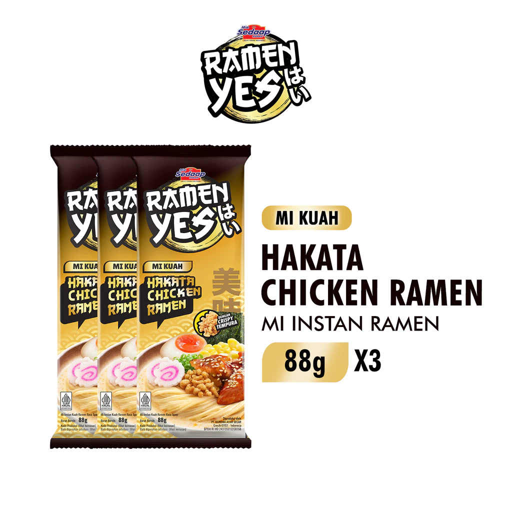 Ramenyes Mie Instan Kuah Hakata Chicken Bag 88Gr x3