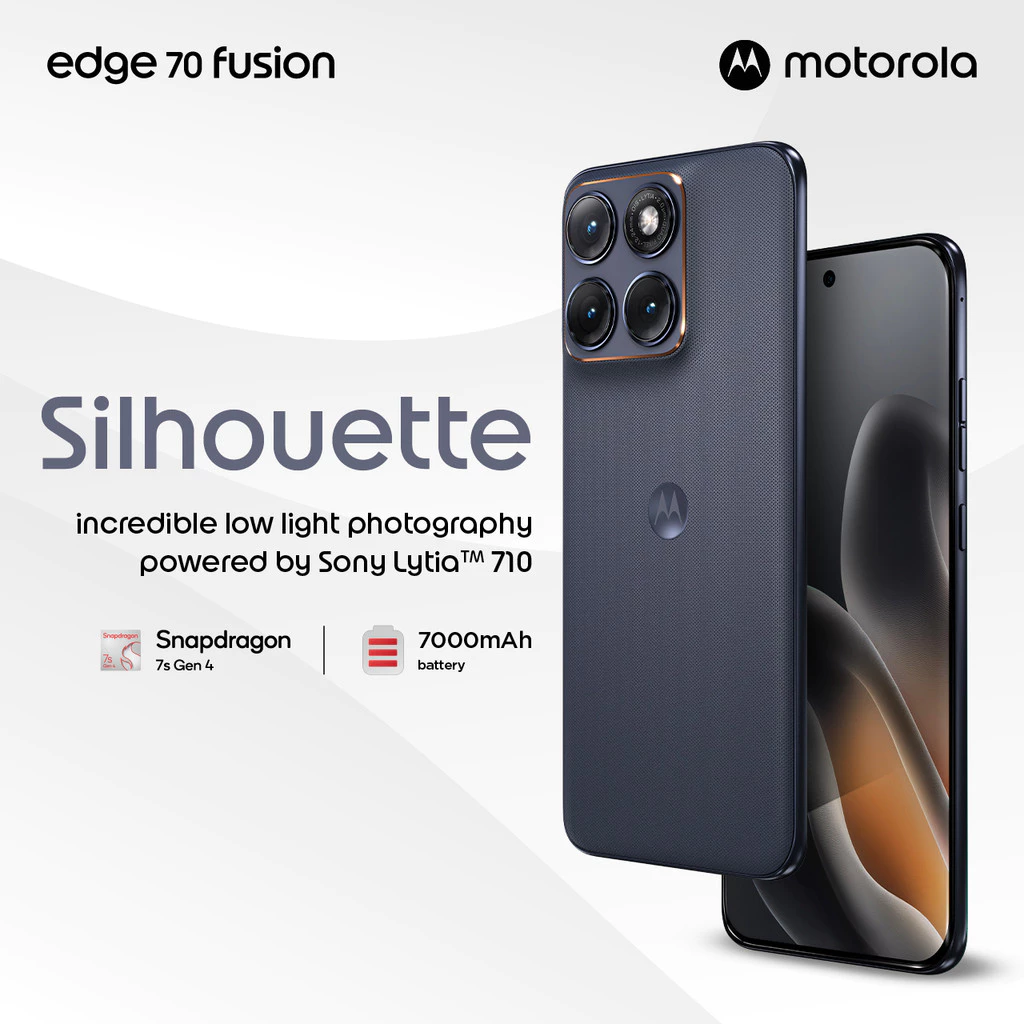 Motorola Edge 70 Fusion - Snapdragon7s Gen4 - MotoAI - 6.78" Extreme AMOLED 144Hz - 50MP Sony LYT710 OIS Rear, 13MP UW/Macro - All 4K 60fps - 1.5K Display HDR10+ - 7000mAh 68W - IP68/IP69 / Military Grade - Gambar 3