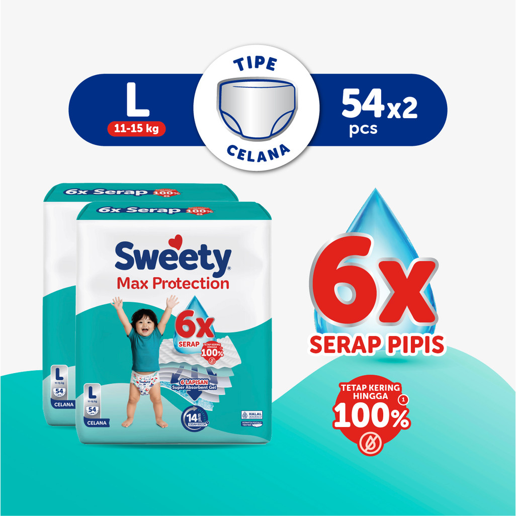 Sweety Silver Max Protection L 54s x 2 Popok Celana Baby Diapers