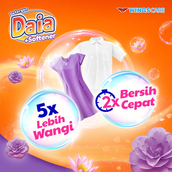 Daia Detergen Bubuk + Softener Violet Passion 1,5 kg x2 - Gambar 4