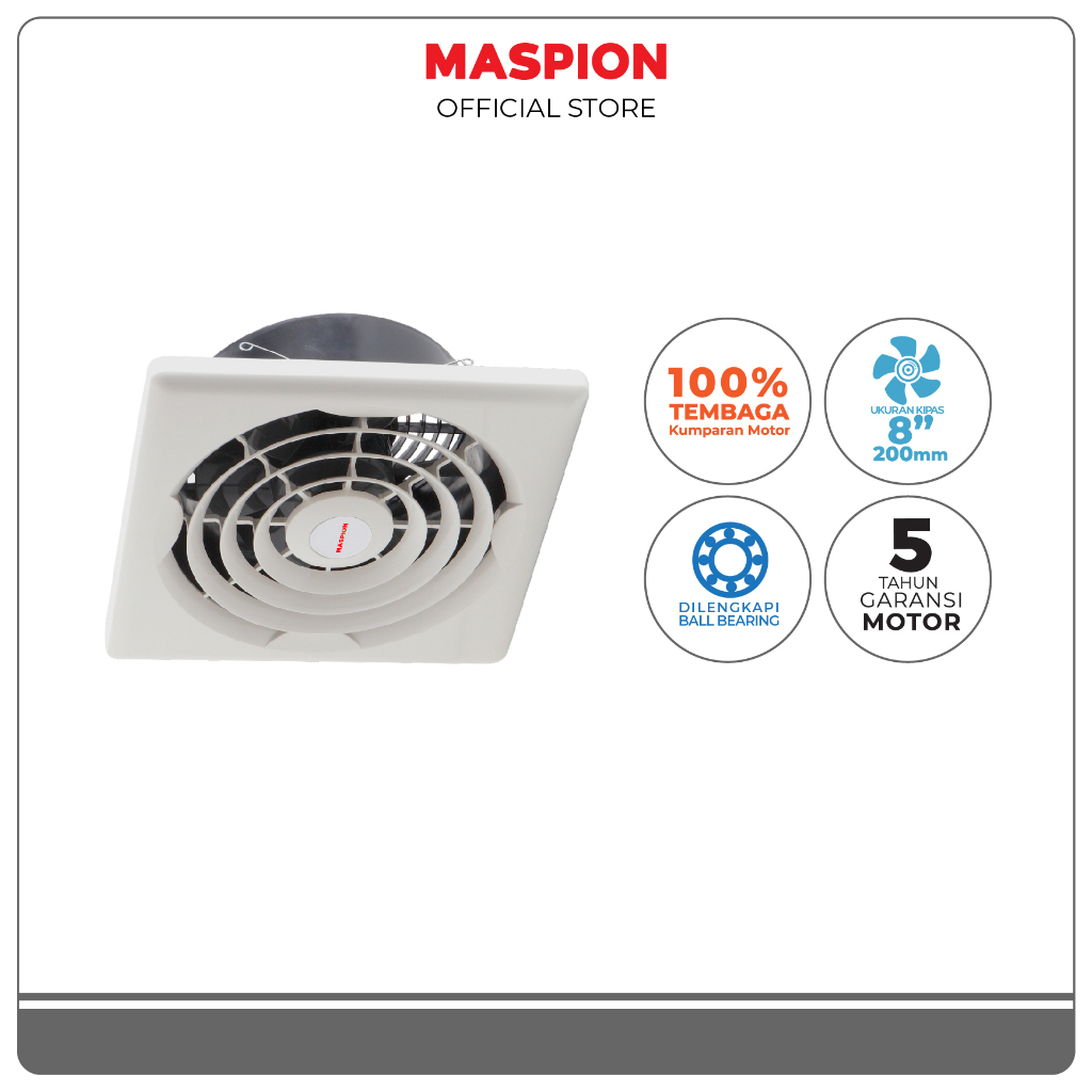 Maspion Ceiling Exhaust Fan Kipas Angin Hexos Plafon 8 Inch CEF-2008