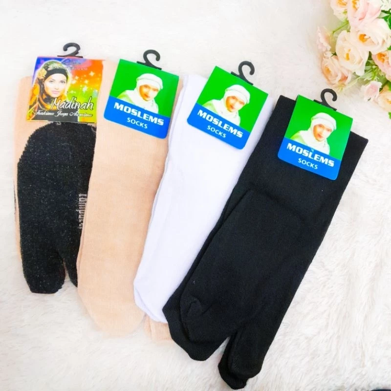 Kaos Kaki Jempol Muslimah Telapak Hitam Kaos Kaki Jempol Telapak Polos - Gambar 2