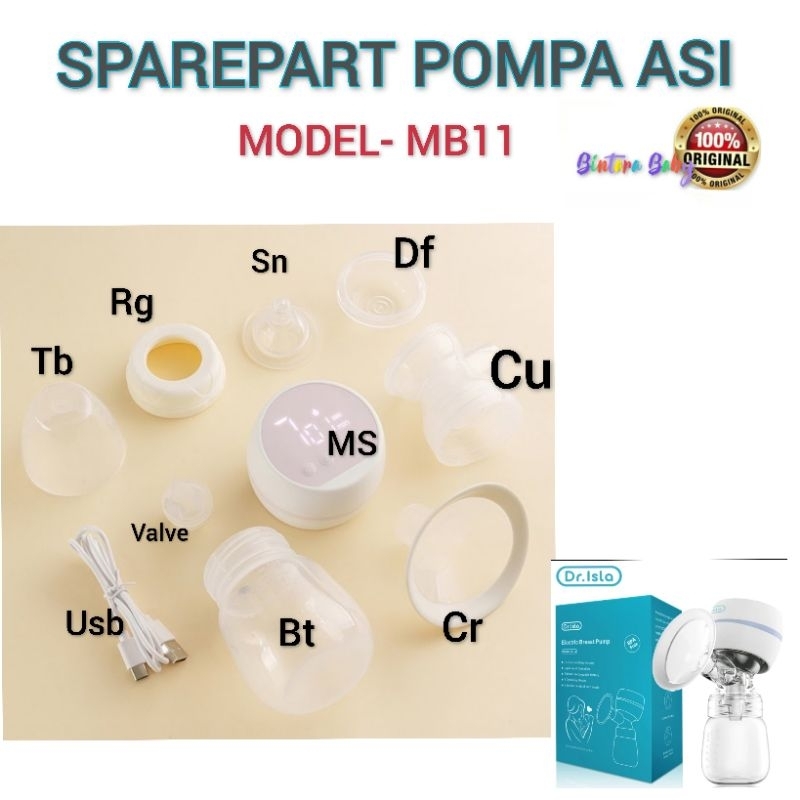 Dr Isla Breast pump Spare Parts Model MB11/Valve Diaphragm Funnel Dr