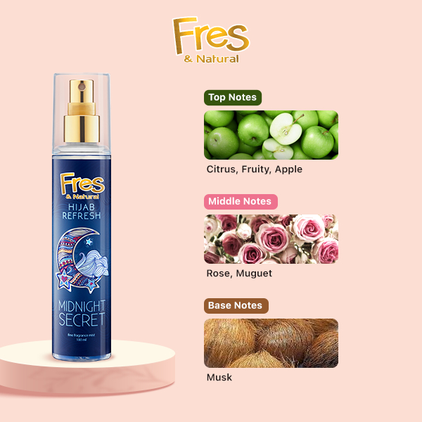 Fres & Natural Spray Cologne Hijab Refresh Midnight Secret Botol 100 ml x2 - Gambar 2