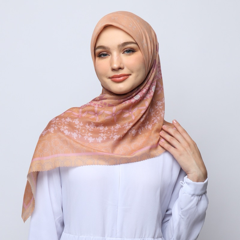 Inesthehijab - Tenun Orange - Hijab Printing Printed Scarf Hijab Square ...