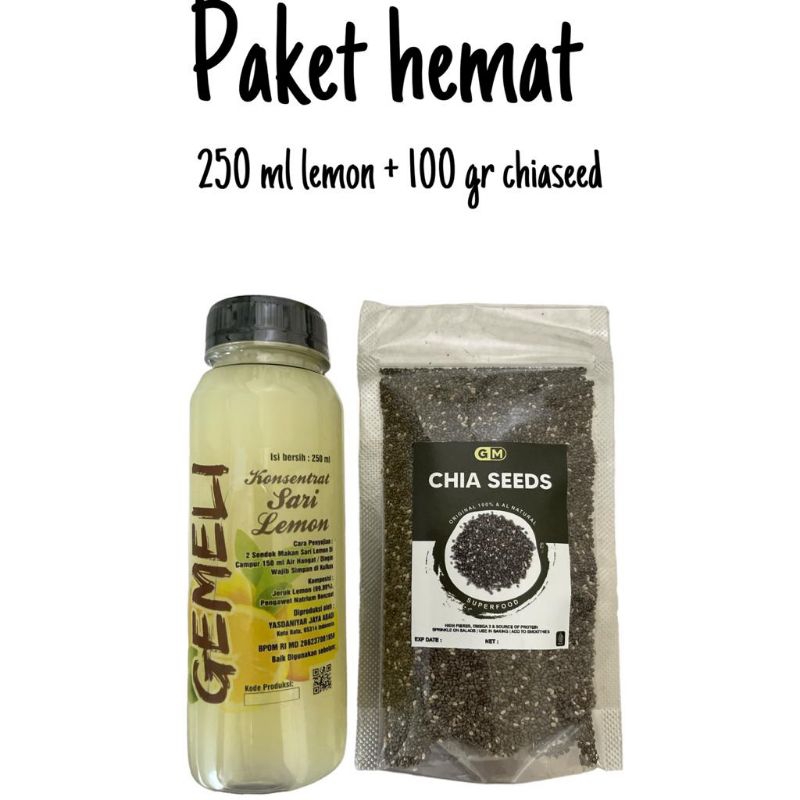 Paket Diet Sehat - Sari Lemon 250ml & Chia Seed 100gr Healthy Drink