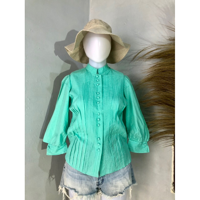 Semi PUFF Hand BLOUSE Top (Balloon Hand) | Shopee Singapore
