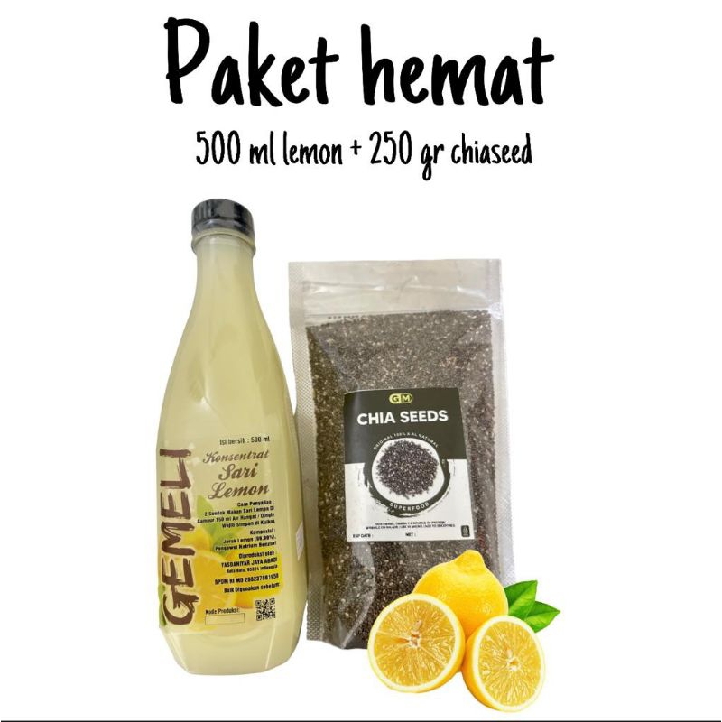 Paket Hemat Sari Lemon Murni 500ml Chiaseed Premium 250gr BPOM