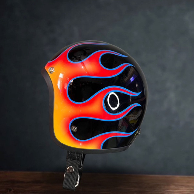 Slimhead 500TX Signature Flames Chopper Bobber Helmet Shopee Singapore