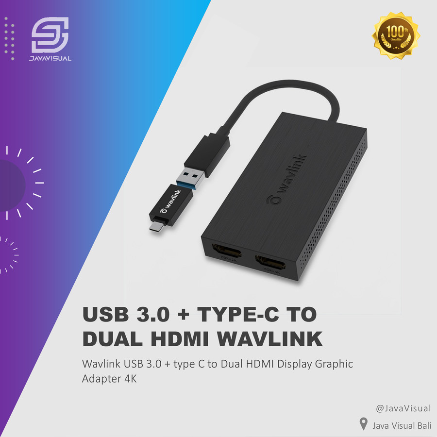 [JaVis] Wavlink USB 3.0 + type C to Dual HDMI Display Graphic Adapter ...