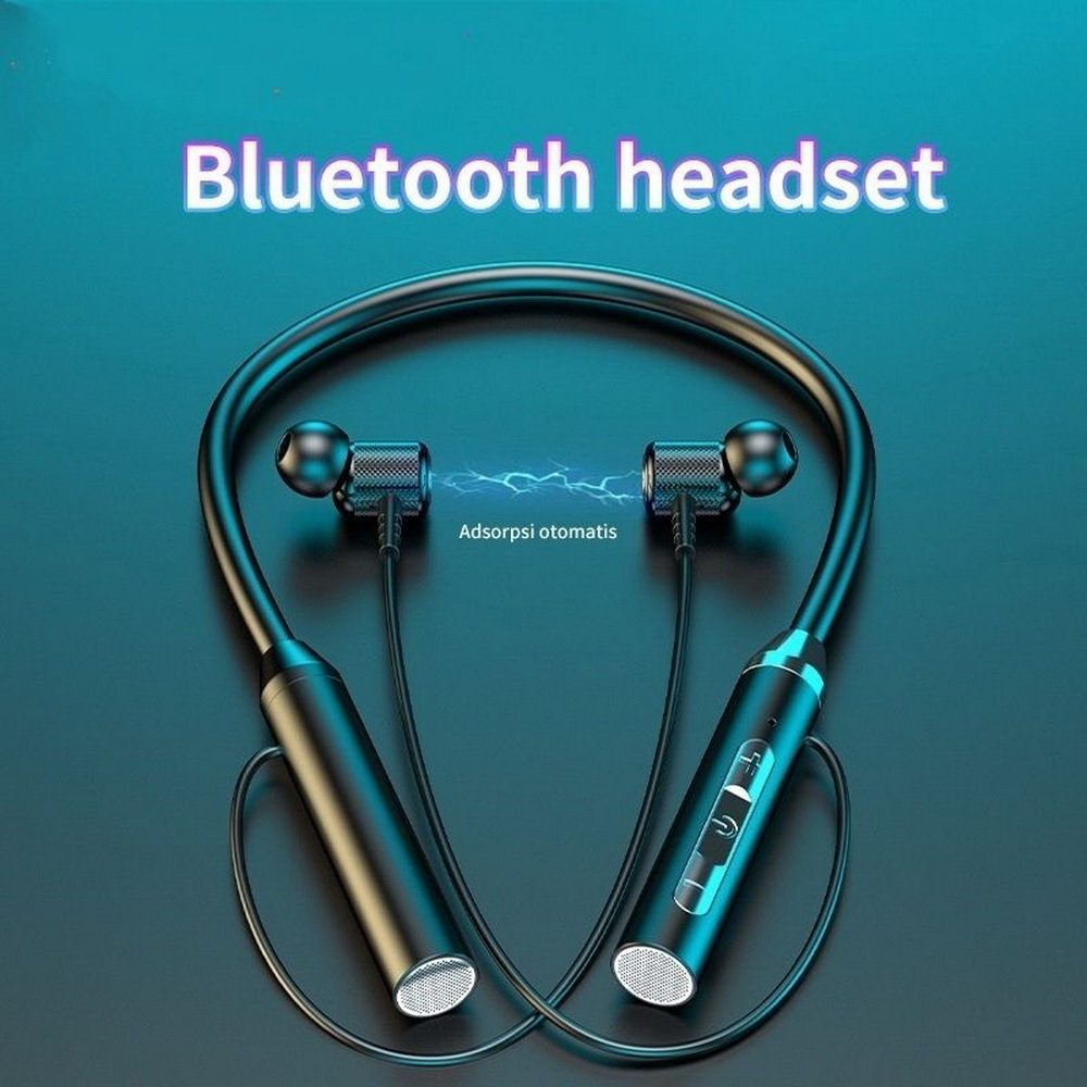 Matei Wireless Headset Neckband Sport Bluetooth Earphone Magnetic Sound Music Stereo Bass with Microphone - Gambar 2