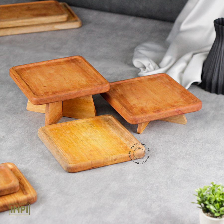 KAYU Inpi HOUSE - Wooden Standing Tray 3-tier Box (2Pcs Stand+3Pcs ...