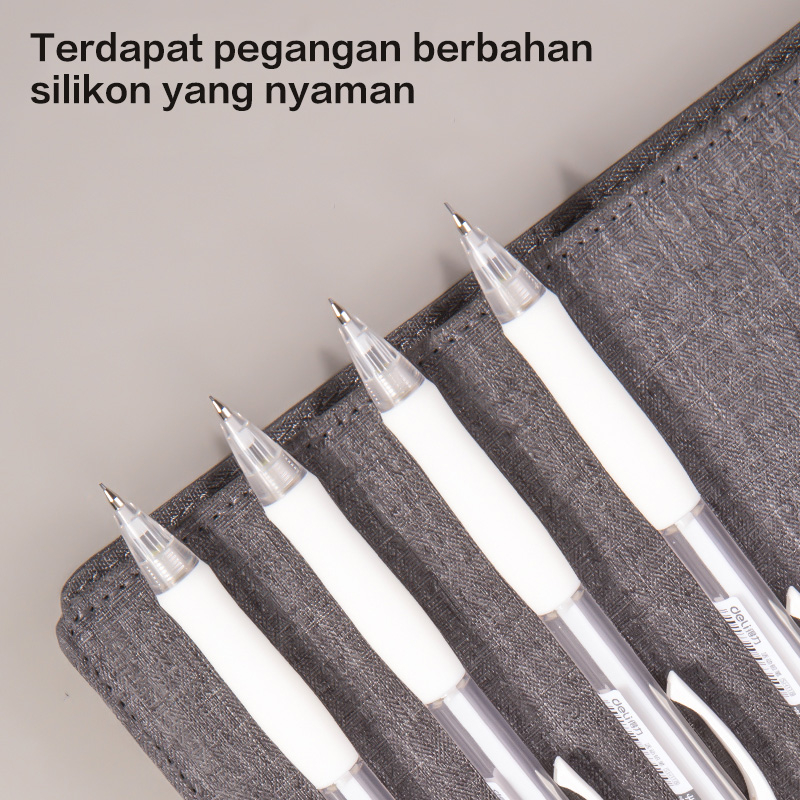 Deli Pensil Mekanik / Mechanical Pencil 0.5mm 0.7mm Putih Transparan Dengan Penghapus SH11X - Gambar 4