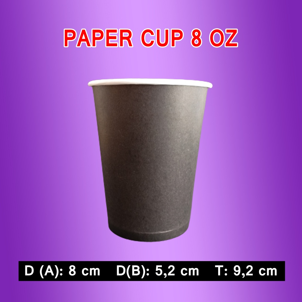 HITAM [Fill 50pcs] Paper Cup 8oz HOT Paper Cup Coffee 8oz Black (HY ...