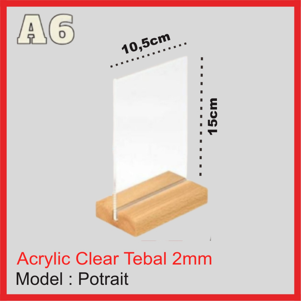 KAYU Tent Card Holder Wood A6/ Acrylic Table/Acrylic Tend Card Wooden