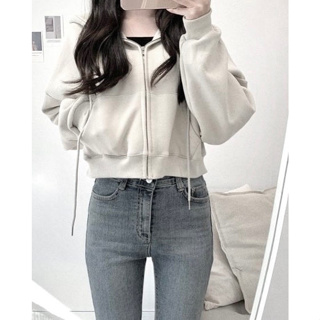 Oversize Cropped Zip Up Hoodie  Fashion korean, Crop top fashion, Clothes