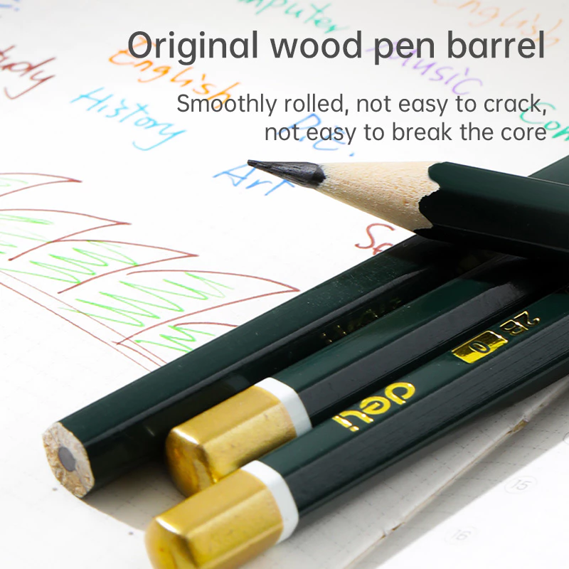 Deli Graphite Pencil / Pensil Kayu 2B Isi 12 Nyaman Digenggam EC29 - Gambar 4
