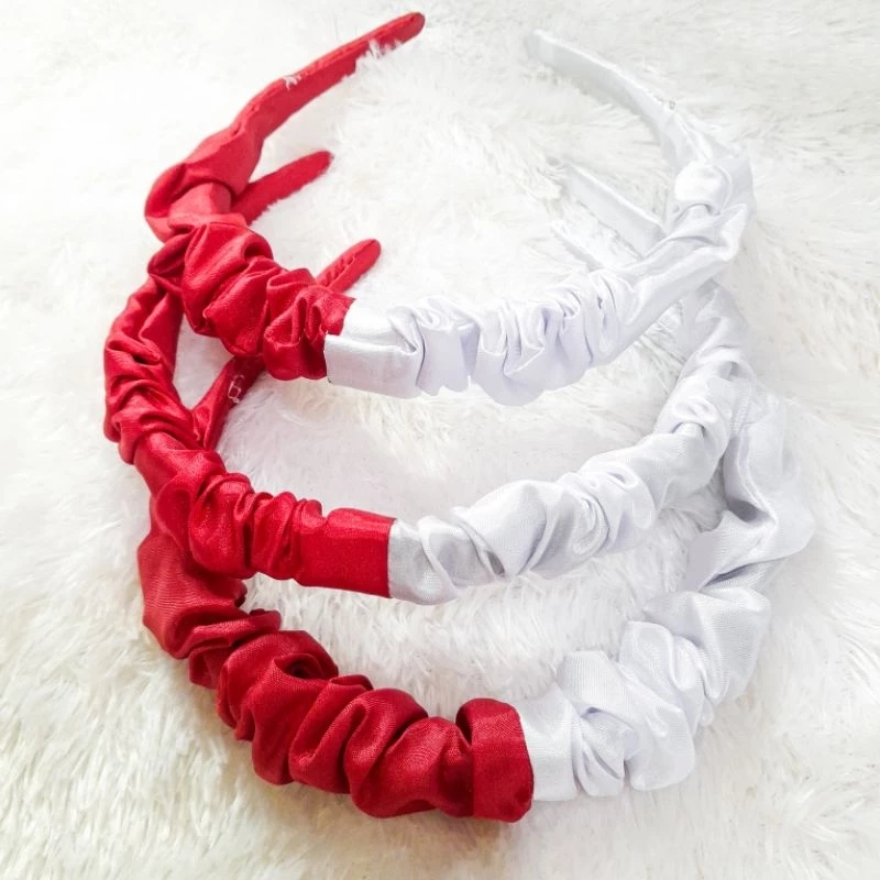 Bando Scrunchie Merah Putih Bandana Kerut Merah Putih Bando Musiman 17 an - Gambar 4