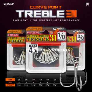 Shout Curve Point Treble 31 Treble Hook - Fish Head