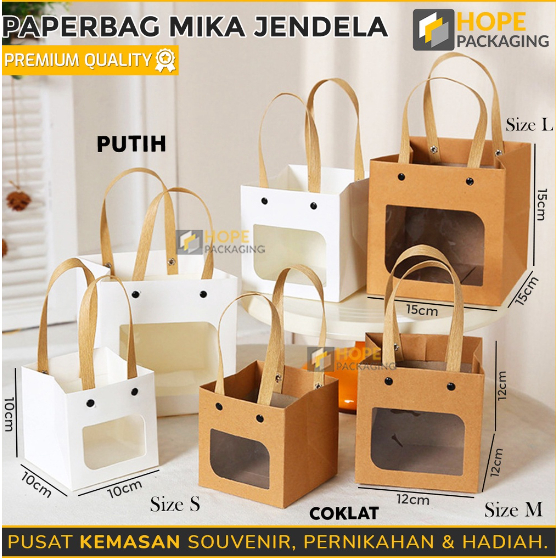 Mica Window Paper bag/Box Shaped bag/Gift Wrapping bag/Plain Kraft