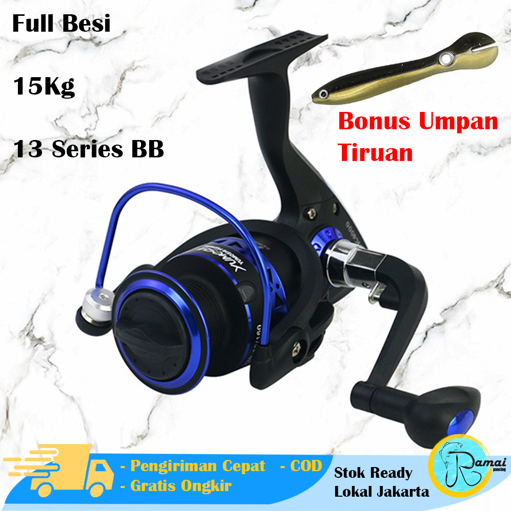 Ril Reel Yumoshi 12BB Spool Besi BK3000 Bonus Umpan Ikan