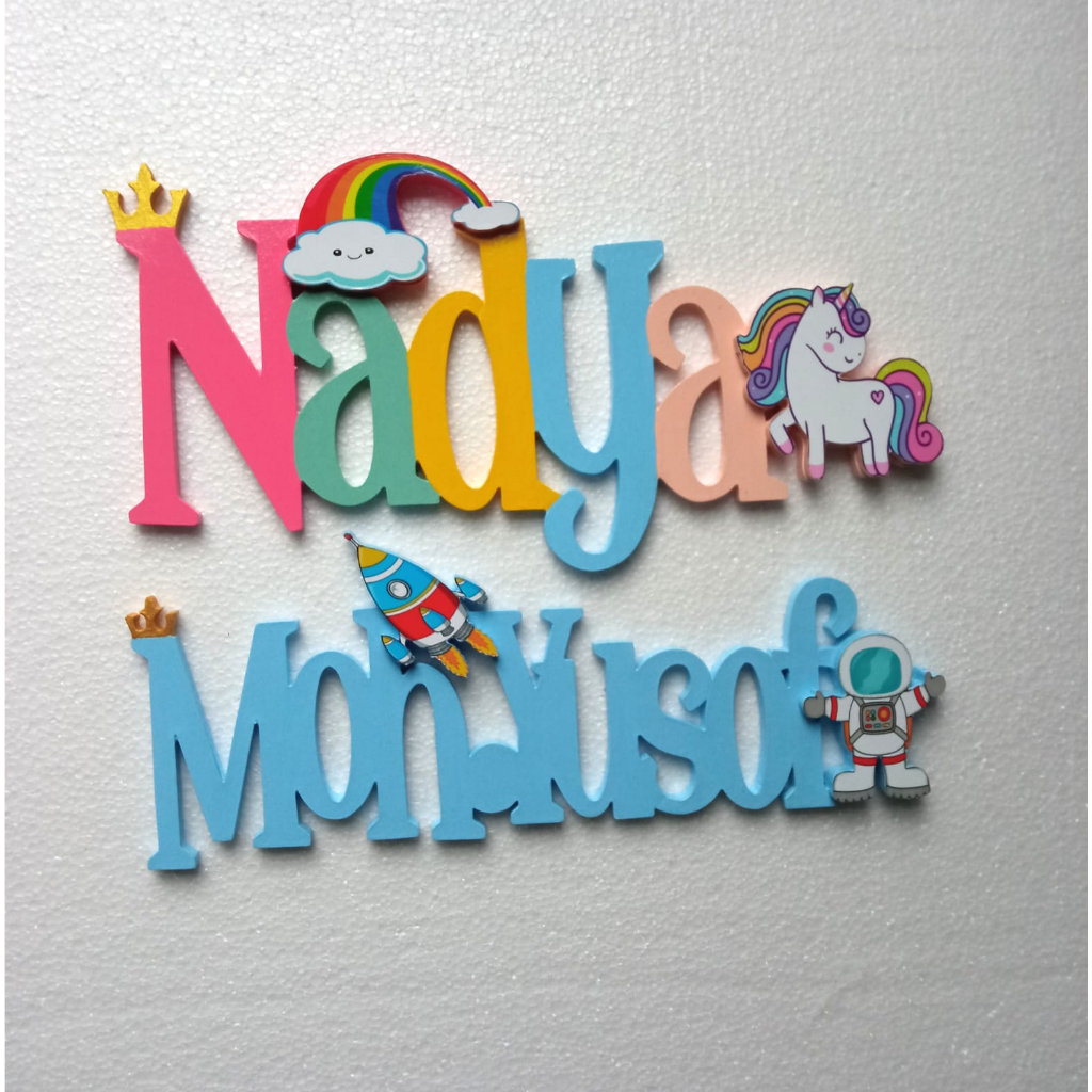 KAYU Psc Decor Custom Children's Name Carved size 20cm Wooden Wall