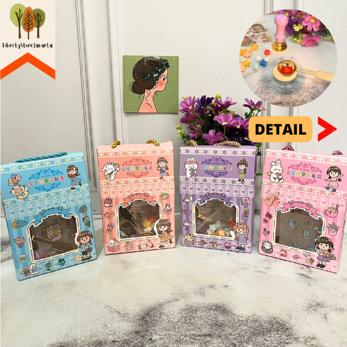 LILIN DIY Seal Wax Sticker Package LWX-737 Sweet Girl's Wax Spoon Cute ...