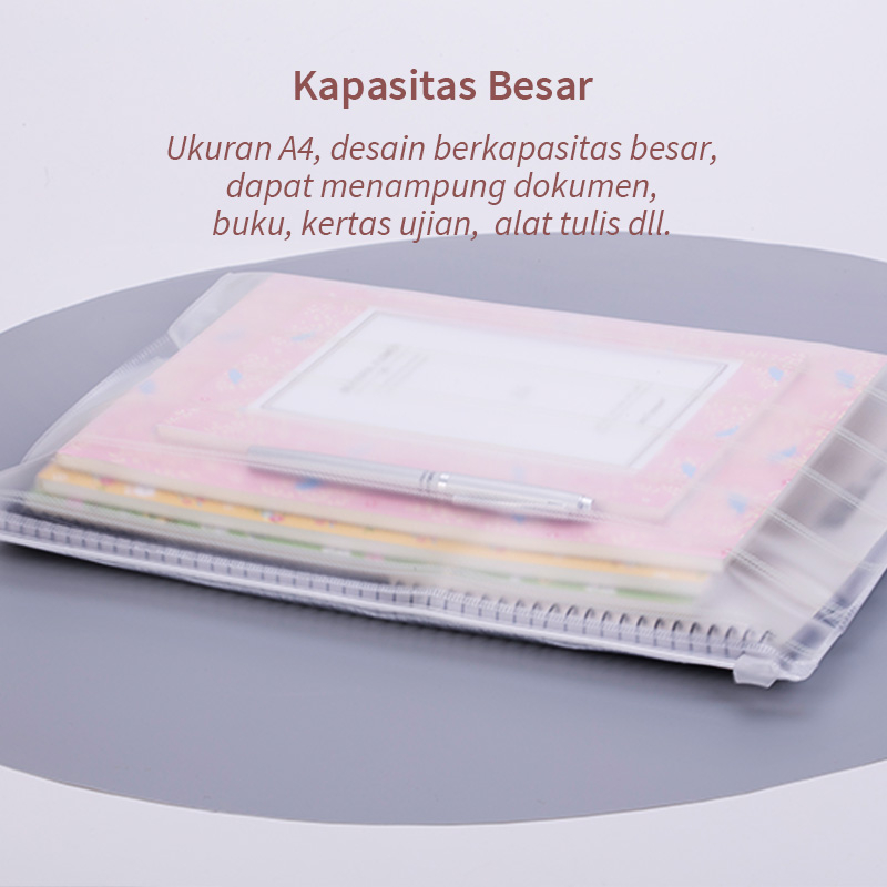 Deli Zipper Storage Bag / Zipper Travel Pouch / Plastik Ziplock A4 Anti Air Motif Garis 5568 - Gambar 4