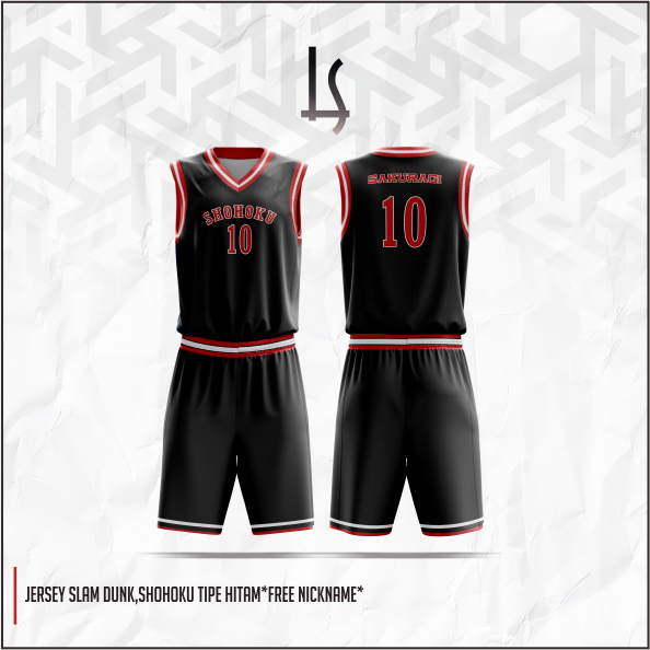 HITAM Slam Dunk-Shohoku Jersey Black Type, Full Printing * Free ...