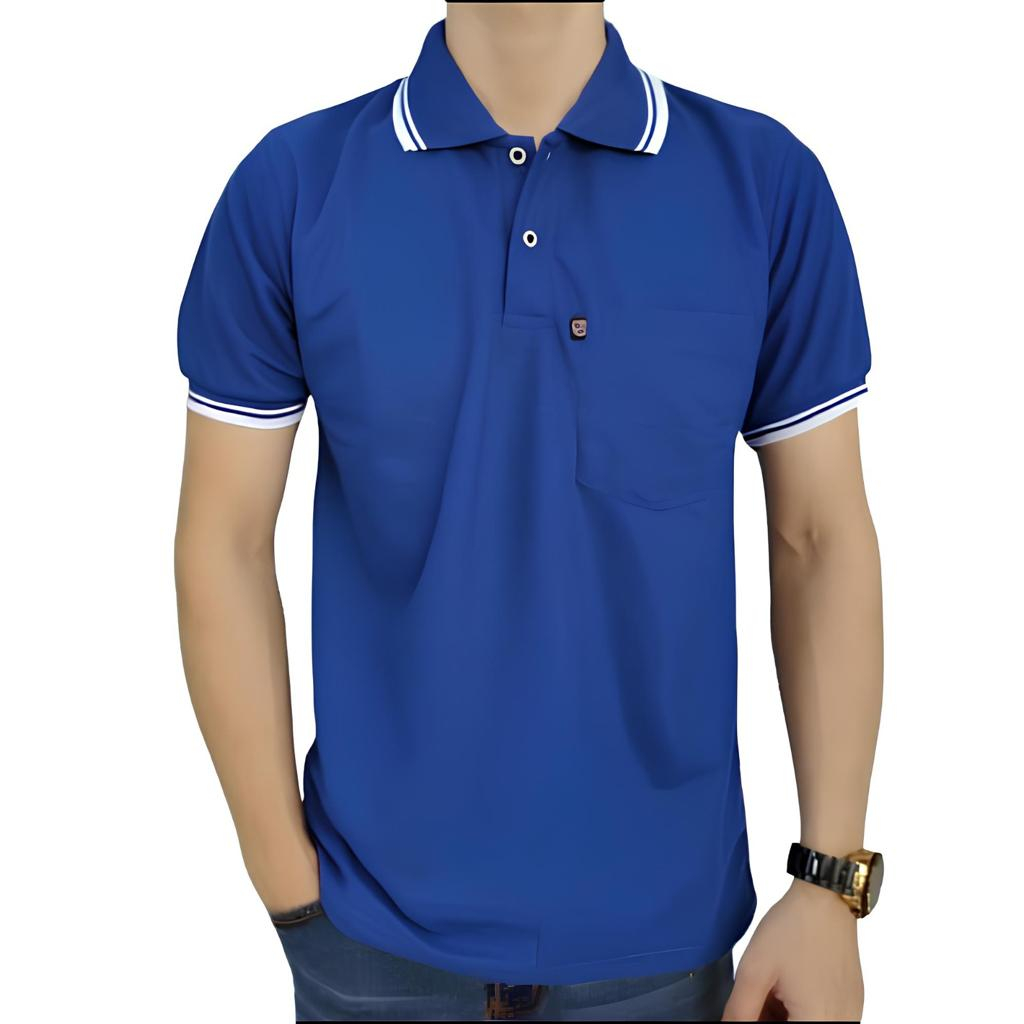 full t shirt for men with collar and pocket