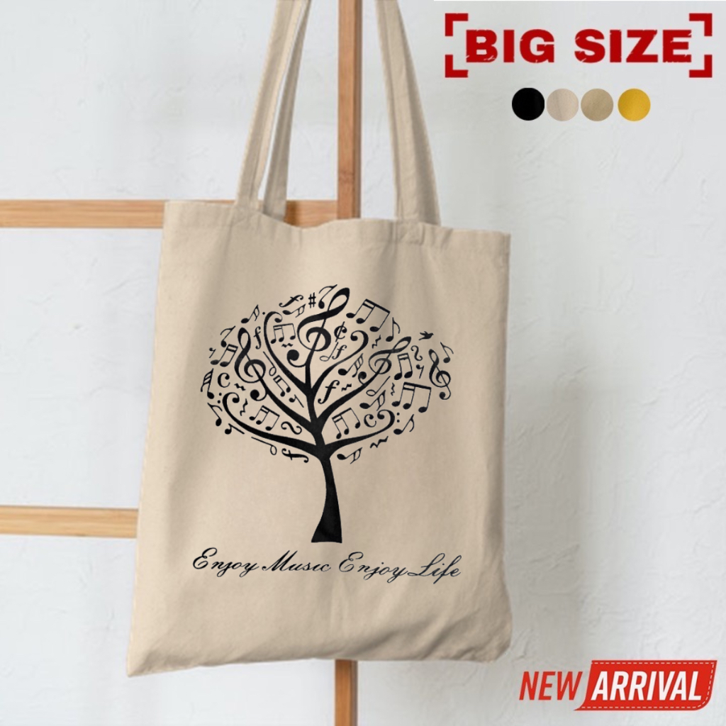 5.5 - [Booked+Fits LAPTOP] SEMI Canvas TOTEBAG Music Tree | Zipper ...