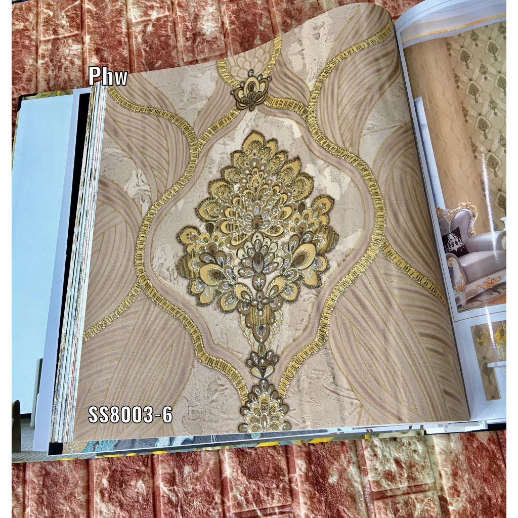 MERAH CLASSIC WALLPAPER WITH BROWN, RED, GREY THREAD, LUXURY VOYAH ...