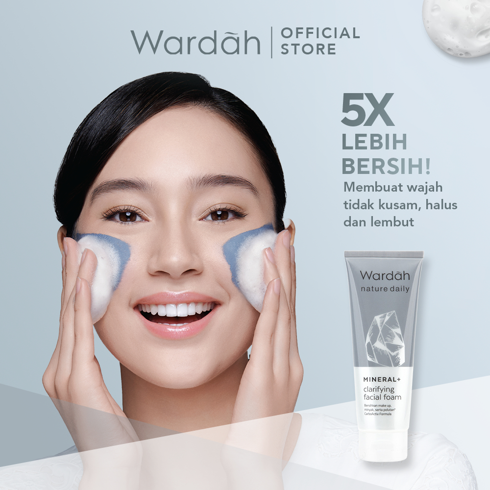 WARDAH Nature Daily Mineral+ Clarifying Facial Foam - Facial Wash Untuk Membersihkan Debu dan Minyak - Dilengkapi CarboActiv - Mengurangi Pertumbuhan Jerawat - Skincare - Gambar 3