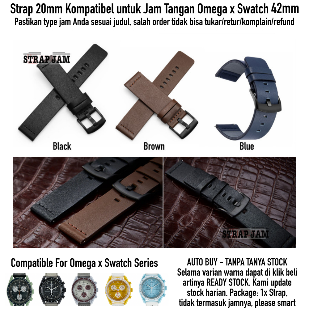 Modern 20mm Leather Strap Omega X Swatch 42mm Quick Release Leather Watch Strap Shopee Singapore
