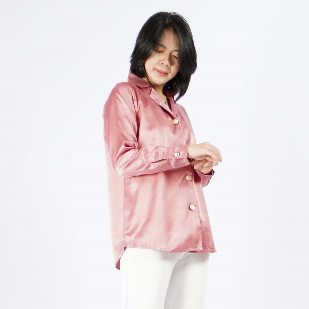 Okechuku TOP SATIN VICTORIA Kemeja Wanita Baju Wanita Korean Style - Gambar 4