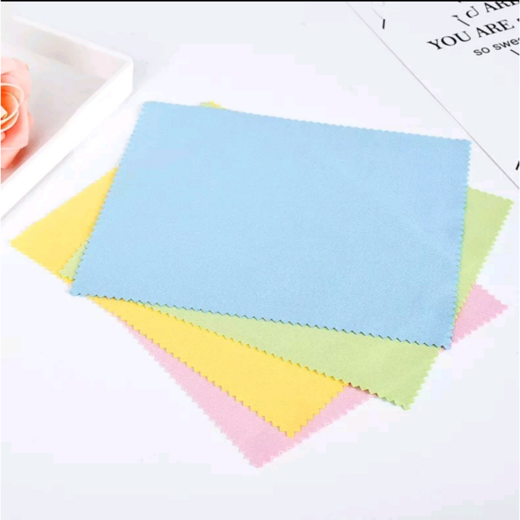 1PCS Kain Lap Kacamata Microfaiber Bahan Halus Lembut Pembersih Lensa Hp Camera Cleaner Lembut Import A060 - Gambar 3