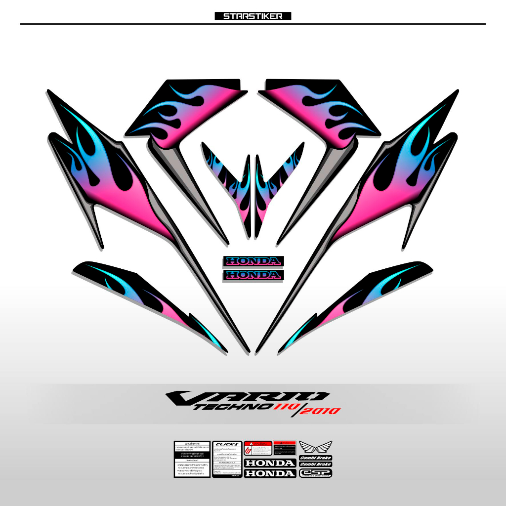 V36 VARIO TECHNO 110 API TRIBAL FIRE HOTWHELLS STRIPING/ VARIO STICKER ...