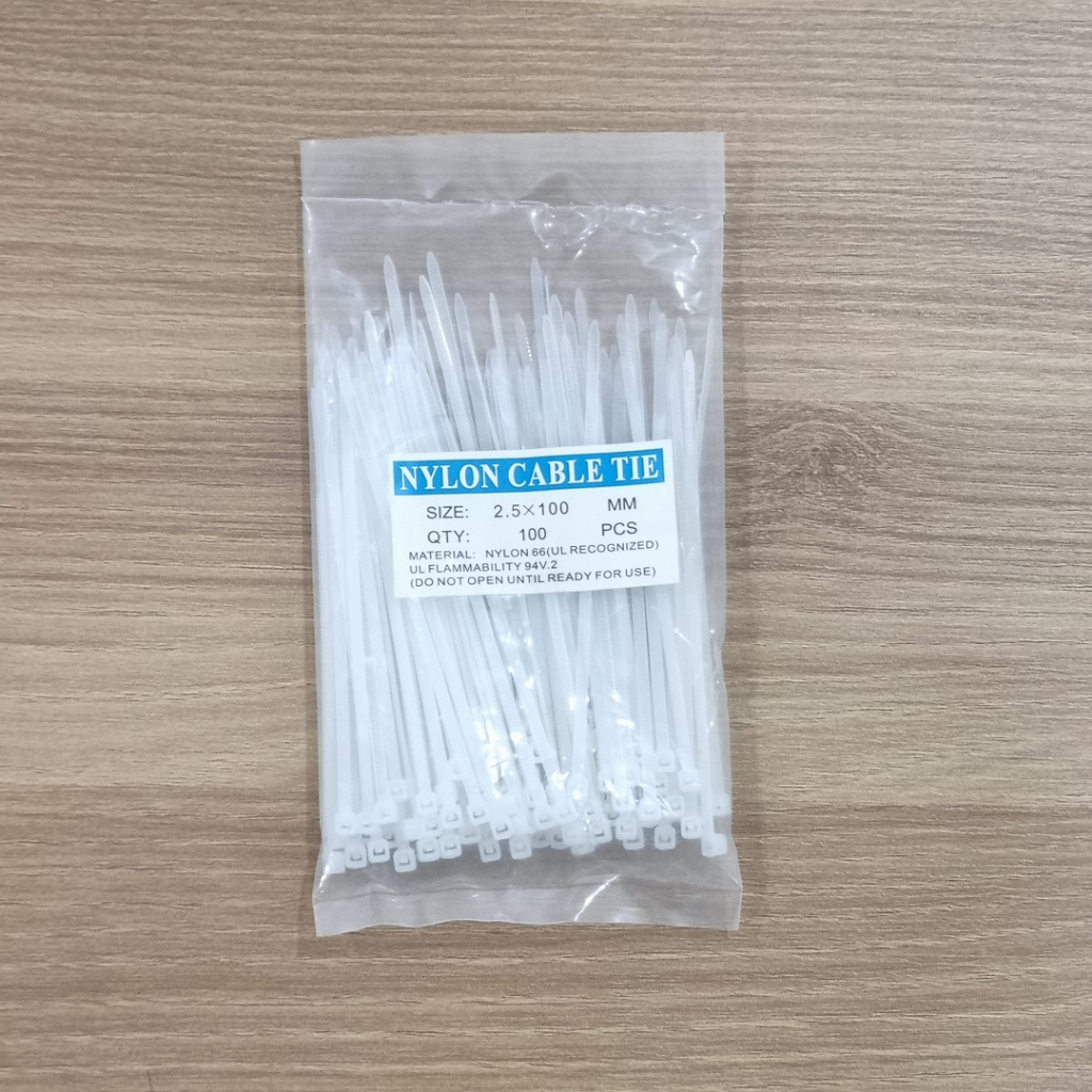 Nylon Kabel Ties Hitam Putih 10cm 15cm 20cm 25cm 30cm isi 100pcs Cable Tie - Gambar 2