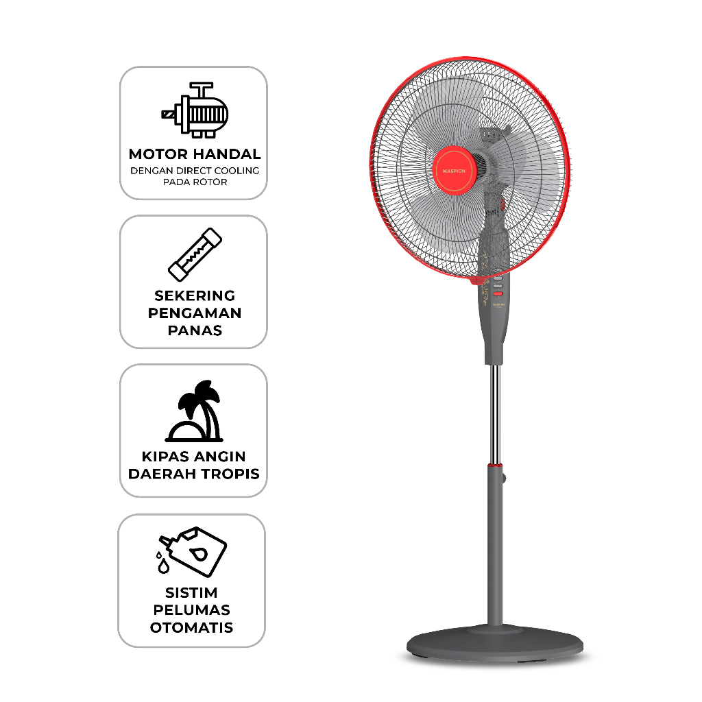 Maspion Stand Fan Kipas Angin Berdiri 16 Inch EX-172 S - Gambar 4