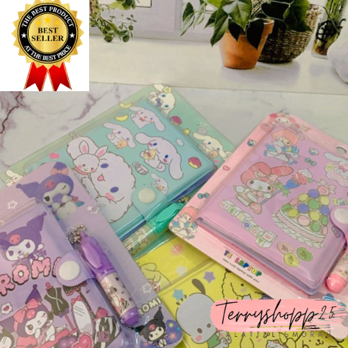 Sanrio Mini Notebook 2 in 1 Melody Kuromi Zipperroll PomPomPurin A5 ...