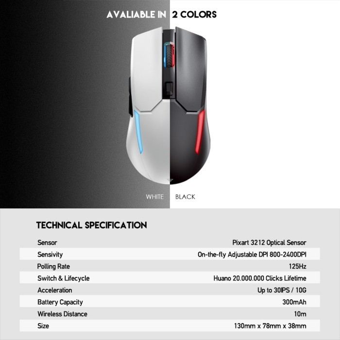 Fantech WGC2 Vibe Edition Venom II Gaming Wireless Mouse - Gambar 2
