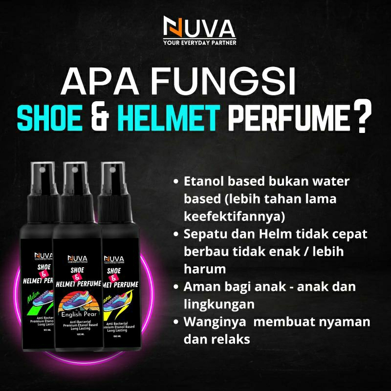 NUVA - Premium Shoe & Helmet Perfume Parfum Sepatu Parfum Helm Etanol Based 100ml Lebih Awet - Gambar 2