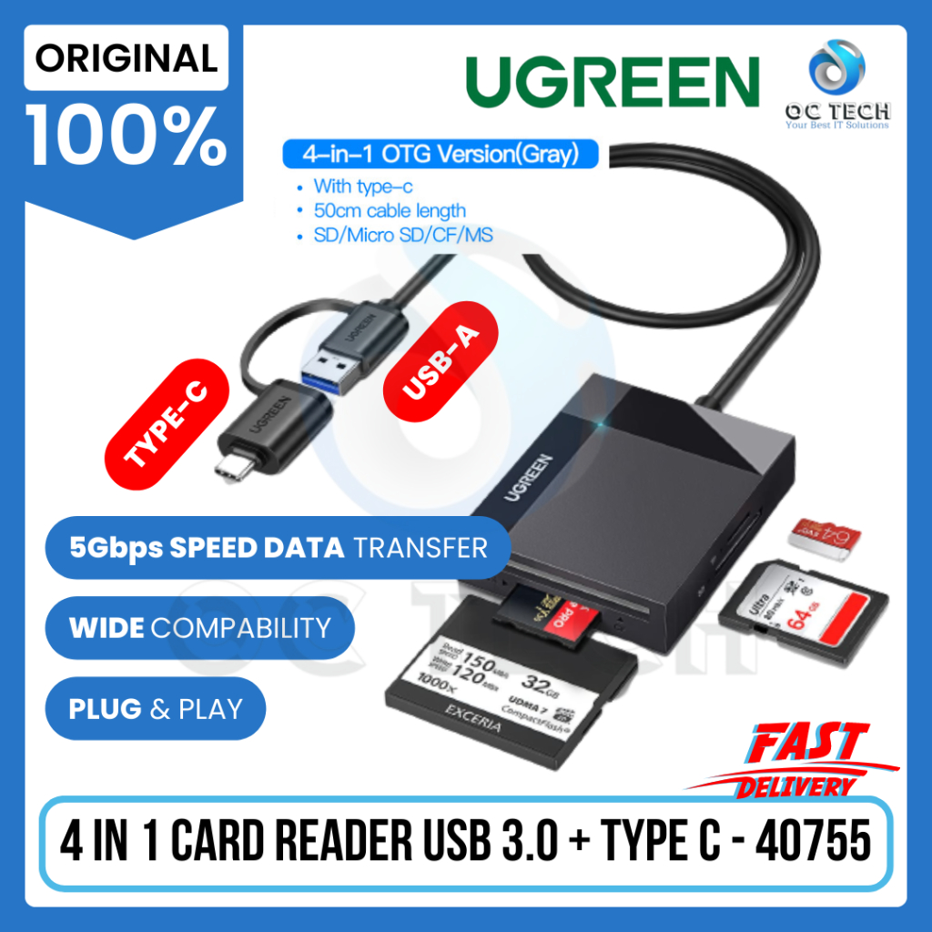 Ugreen Card Reader In Sd Tf Ms Cf Usb Usb Type C All In One Ugreen Original