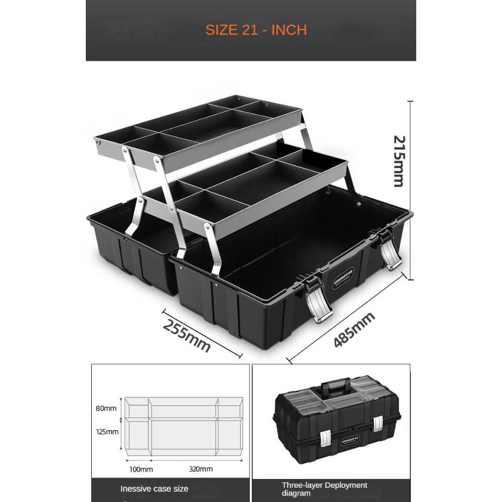 Greener Tool Box LUXURY 21 INCH Toolbox Multifunctional 3tier Tool