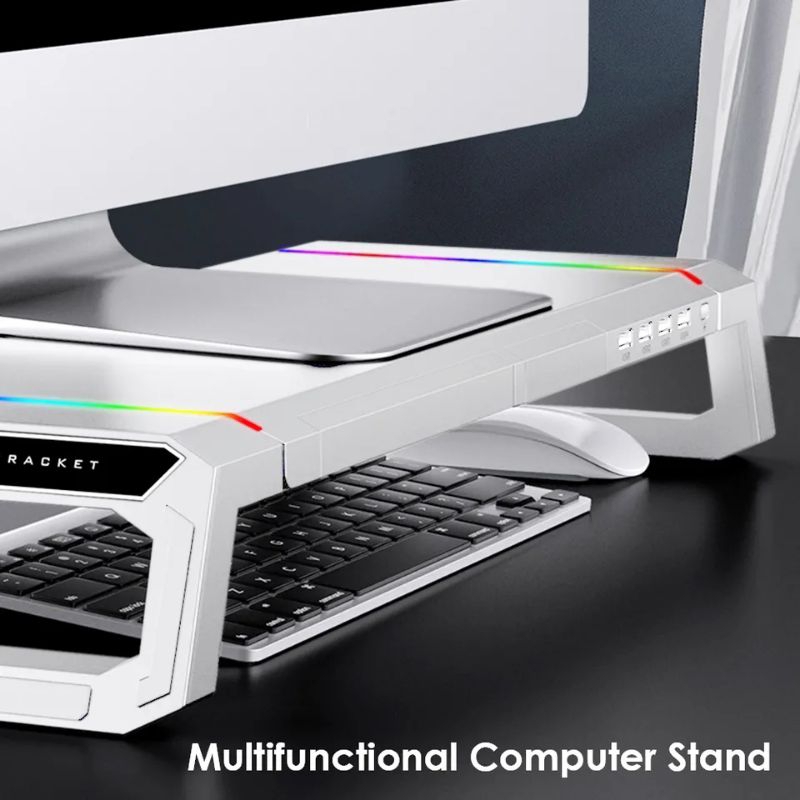 Computer Notebook Monitor Stand Riser RGB Light Mount Tabletop Bracket ...