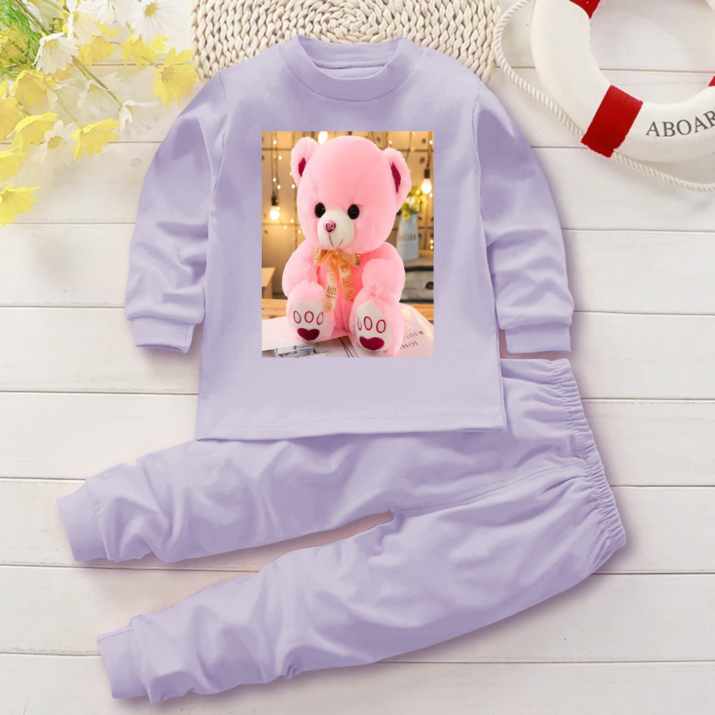 Baby pajamas for toddler girls with bear motif, ages 0-4 years | Shopee ...