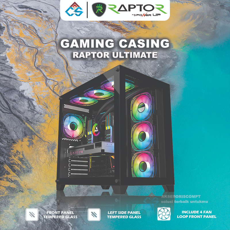 Raptor ULTIMATE BLACK 4FAN ARGB Gaming Case - ARGB Gaming Case | Shopee ...